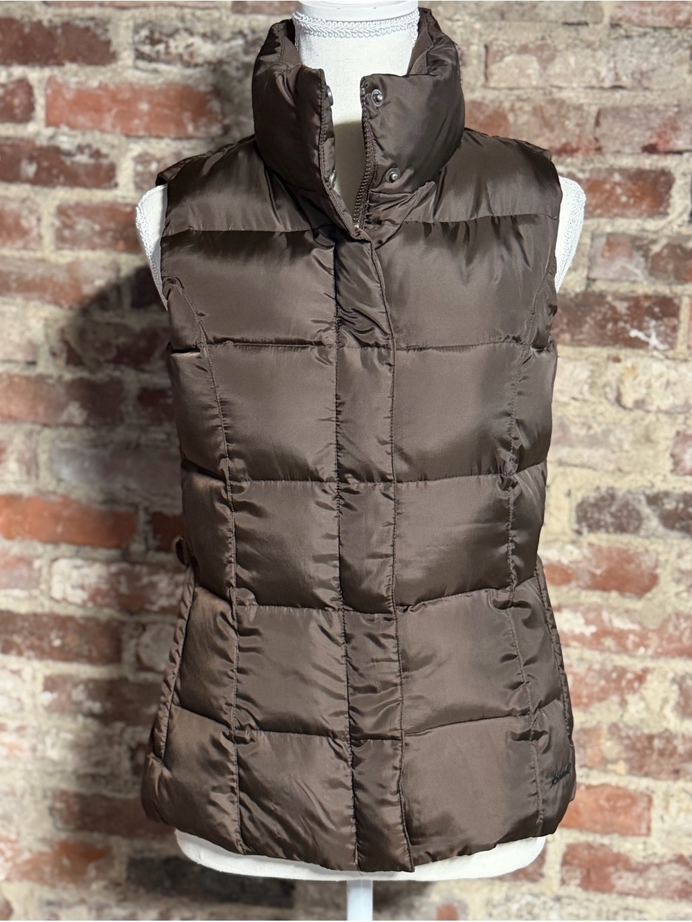 Eddie Bauer Brown Goose Down Quilted Vest XS